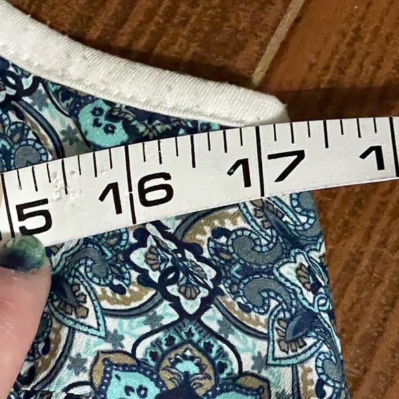 Retro-ology Blue and white racer back tank top size small spandex floral print - Picture 9 of 12